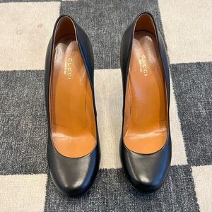 Gucci Nappa Charlotte Pump Stiletto Heels in Black Leather